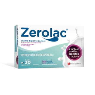 Zerolac Enzima Digestiva Lactanse Suplemento Alimentar em Cápsula Dura União Química 30 Cápsulas em Oferta na Shopee