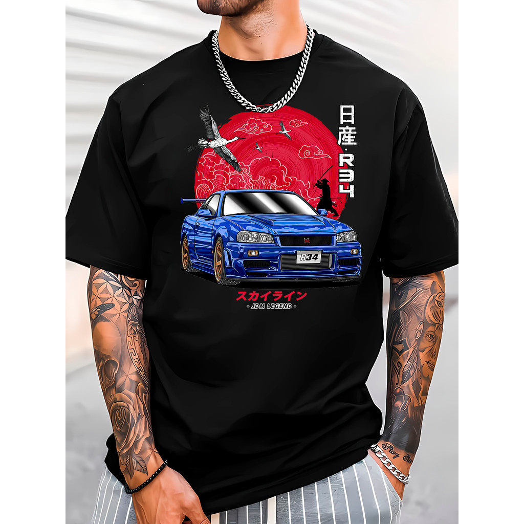 Camiseta Masculina GTR Skyline R34 Carro jdm Streetwear T-shirt