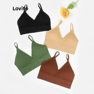 Lovito Sutiã Esportivo Beauty-Back com Almofadas Removíveis L00002 nas Cores Verde , Preto , Cor Da Pele , Caramelo