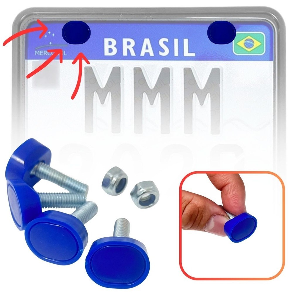 Kit Parafuso Placa Moto Carro Lacre Protetor Anti Furto Com Porca Auto Travante