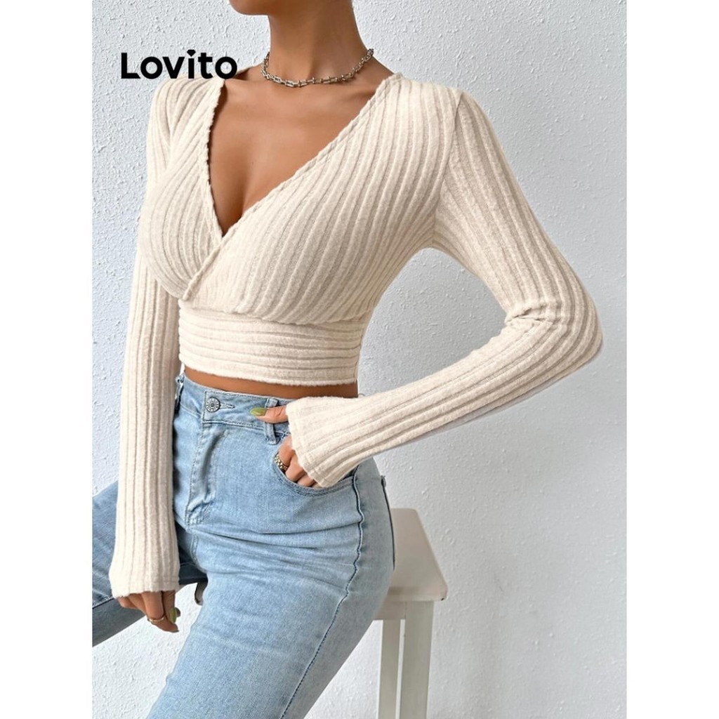 Lovito Camiseta B Sica Lisa Casual Para Mulheres Lnl Shopee Brasil