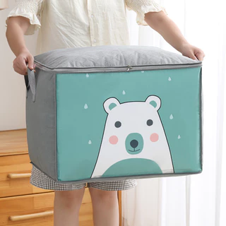 Lindo Saco de Algodão Estampado com Zíper, Espesso e À Prova de Poeira para Coleta de Roupas em Movimento