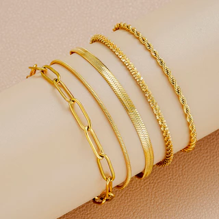 Pulseira De Corrente Torcida Simples De Aço Inoxidável De Cobra De Ouro Retro Para Acessórios De Jóias Femininas