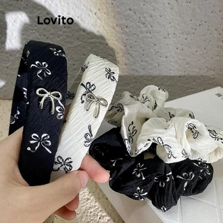Lovito Tiara elegante de edição ampla com laço de metal liso para mulheres LFA42192