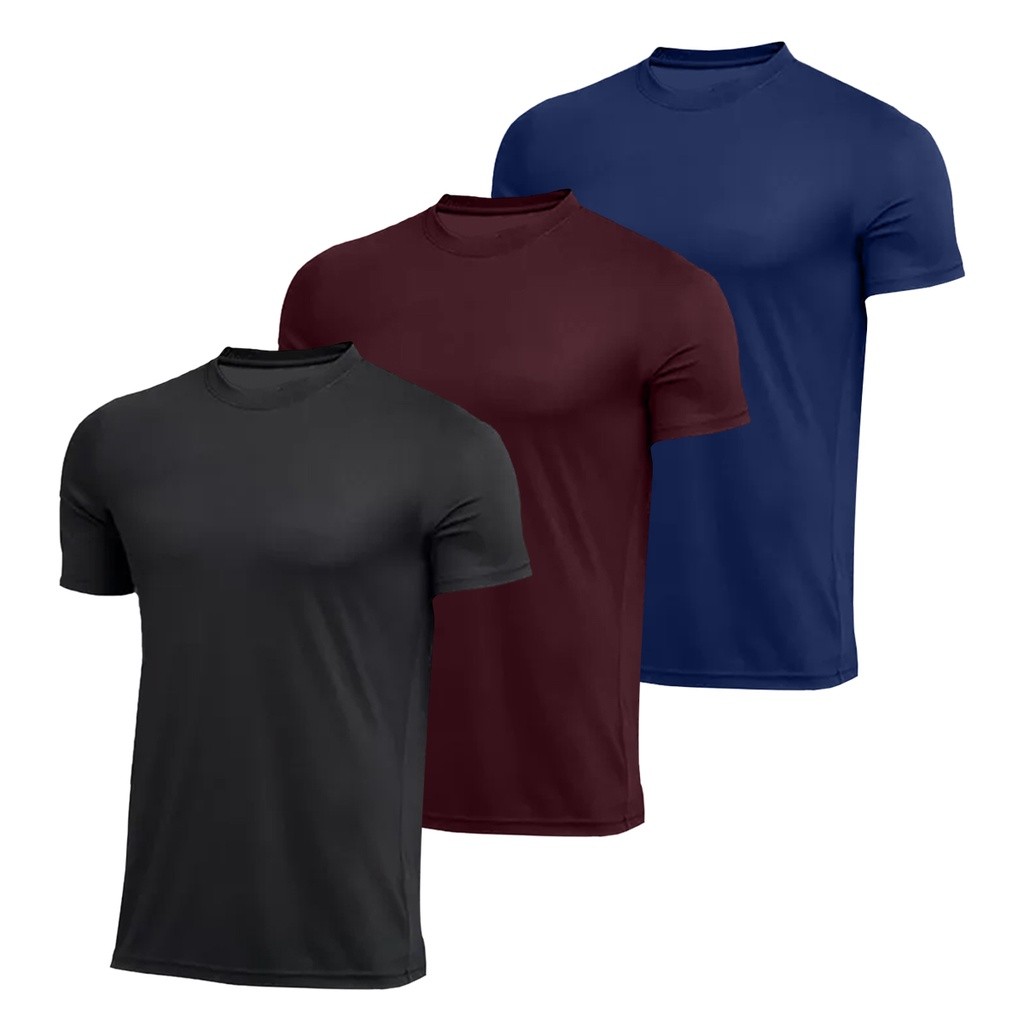 Kit 3 Camiseta Masculina Dry Fit Proteção Solar UV50 Térmica Anti Suor Academia Treino