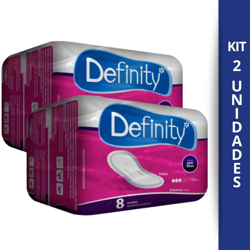 Kit 2 Absorvente Definity Sem Abas Com 8 Unidades | Shopee Brasil