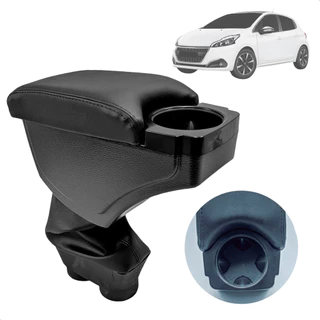 Encosto Descanso de Braço Apoio Peugeot 208 2013 a 2020 Porta Objetos Couro Ecológico
