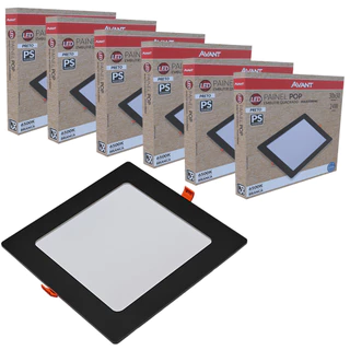 6 Painel Plafon Pop Quadrado Embutir Luz Branco Frio 6500K Bivolt 24w Avant
