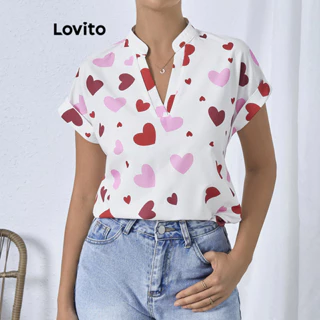 Lovito Blusa elegante em formato de coração para mulheres LBL16327
