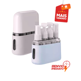 Kit Viagem 4 Frascos Tampa Push Pull 200ml Skincare Shampoo Creme
