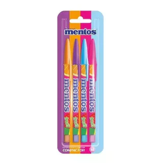 ESTOJO CANETA ESFEROGRAFICA JET LUX MENTOS 04 CORES