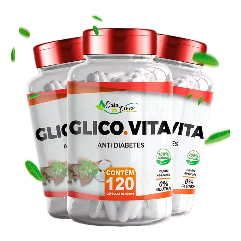 Kit C/3 Anti Diabetes Glico Vita 120 Cápsulas - 500mg