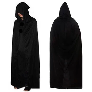Capa Preta Lisa Com Capuz Para Festa Fantasia Halloween
