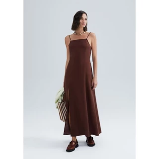Vestido Longo Evasê Com Fenda Eco Hering