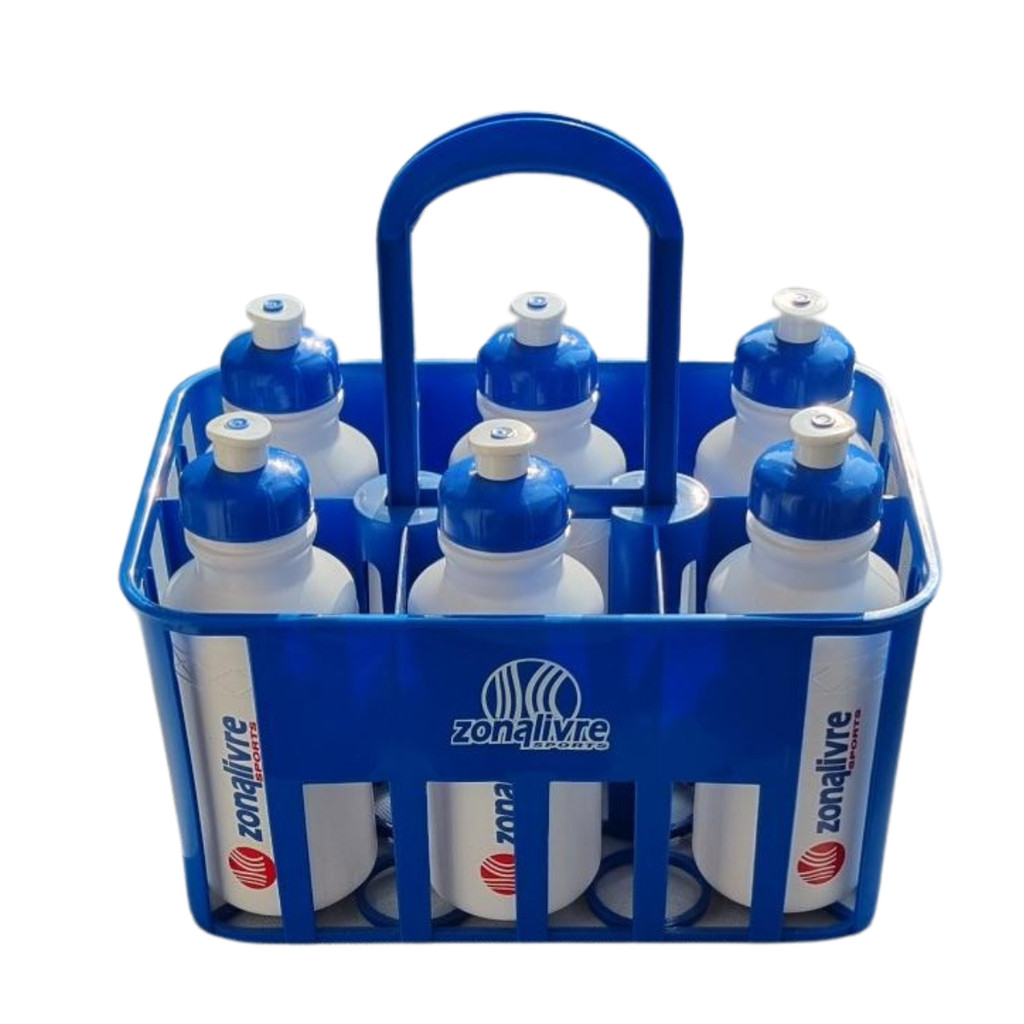Kit Com 6 Squeezes + Cesta Porta Garrafas Zona Livre 500ml