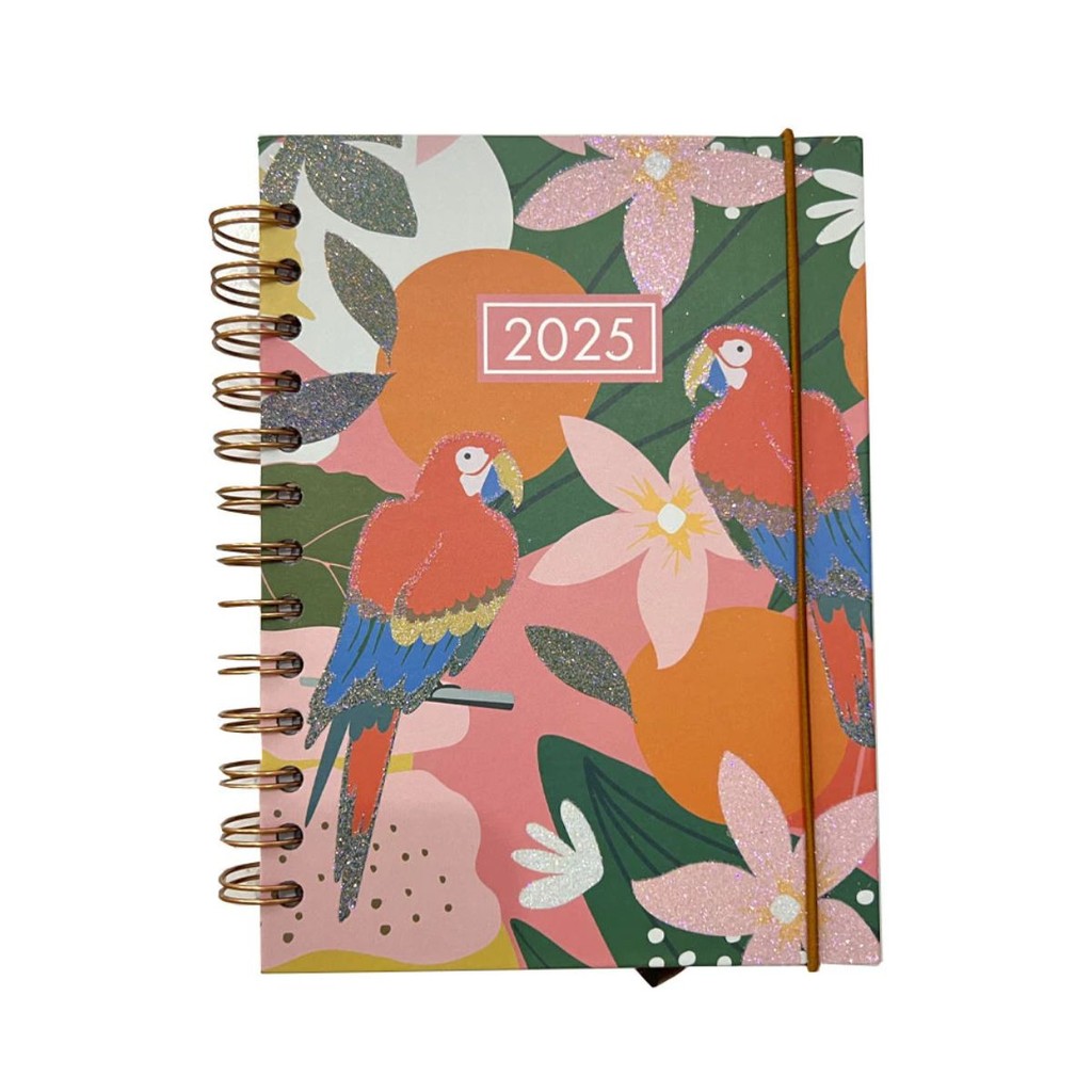Agenda 2025 Espiral Tropical Glitter 14X19cm FWB 336 Páginas