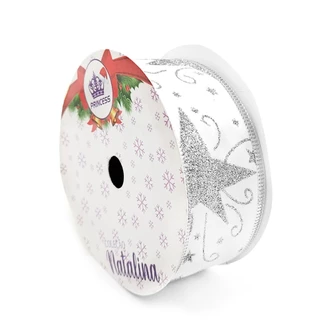 Fita de Natal Princess - 38mm x 10y - Prata - RO.152209
