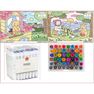 KIT BOBBIE GOODS   DO DIA PARA A NOITE + ISSO E AQUILO + MARCADOR ARTÍSTICO EVOKE DUAL MARKER   ESTOJO 48 CORES em Oferta na Shopee