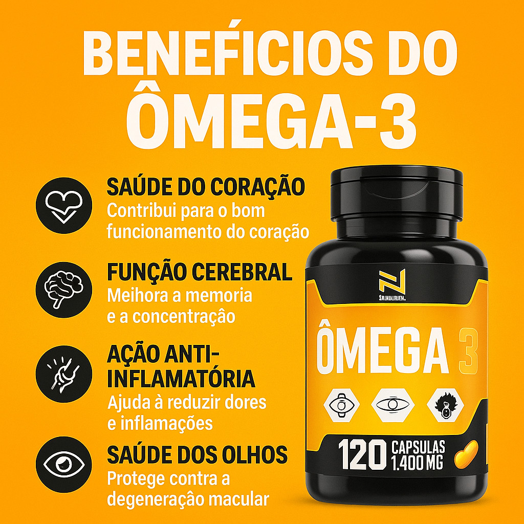 Ômega 3 1400mg 120 Cápsulas Suplemento para Coração, Colesterol e ...