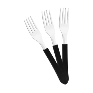 KIT - 6 Garfos de Mesa Leme com Lâmina em Aço Inox Cabo Preto GPBAG - Tramontina