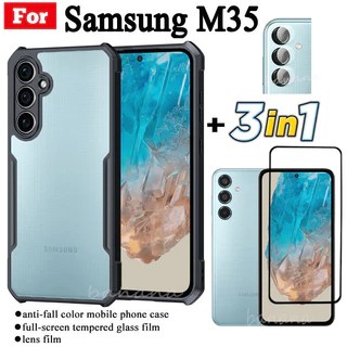 3 Em 1 Samsung M35 Caixa Para Telefone Celular Anti-Queda M 55 M5 5filme De Vidro Temperado + lens Film