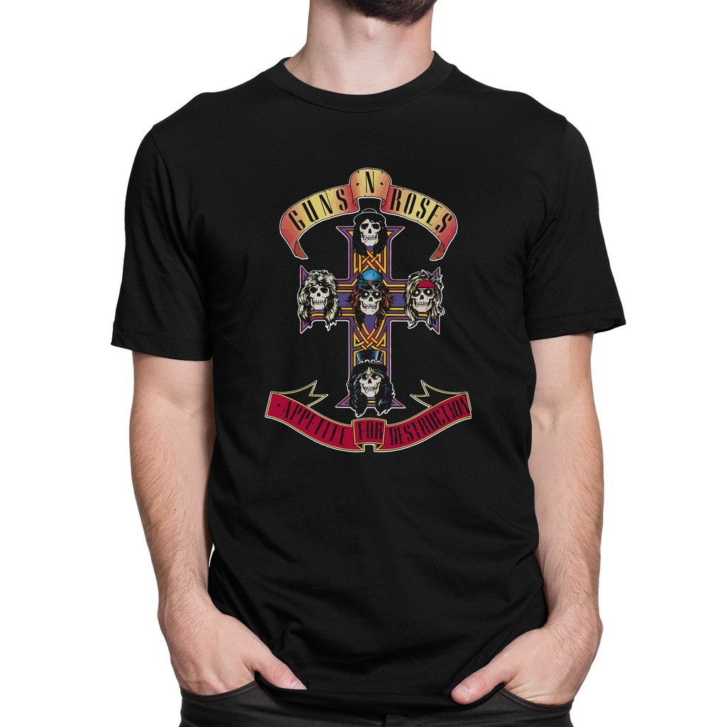 Camiseta Oficial Guns N' Roses Night Train - Negro, Algodón, Talla XL Para Hombre