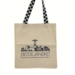 Bolsa Ecobag 100% algodão Estampa RIO DE JANEIRO (xadrez)