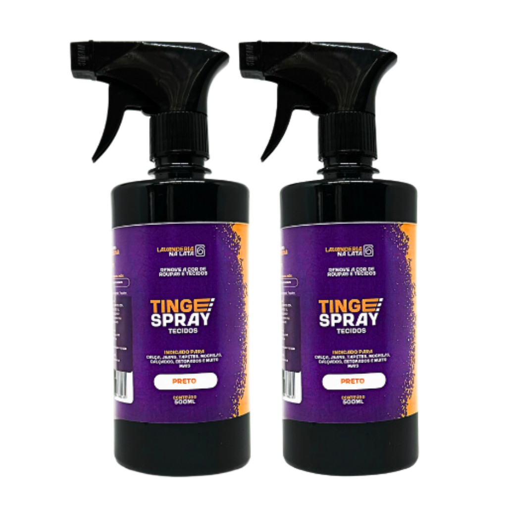 Kit 2 Tinta de Tecidos Roupas e Sofá - Tingespray Borrifador 500ml