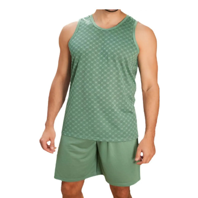 Pijama Regata com short Masculino PV confortável não P ao G3 plus não amassa 073 em Oferta na Shopee