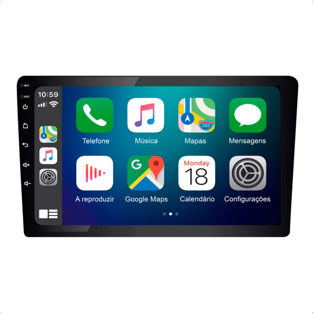 Multimidia Carplay Android Auto MP5 Slim 9 polegadas USB/Rádio ...