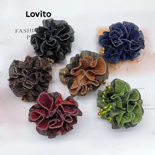 Lovito Laços de cabelo casuais com flores lisas e brilhantes para mulheres LFA44646