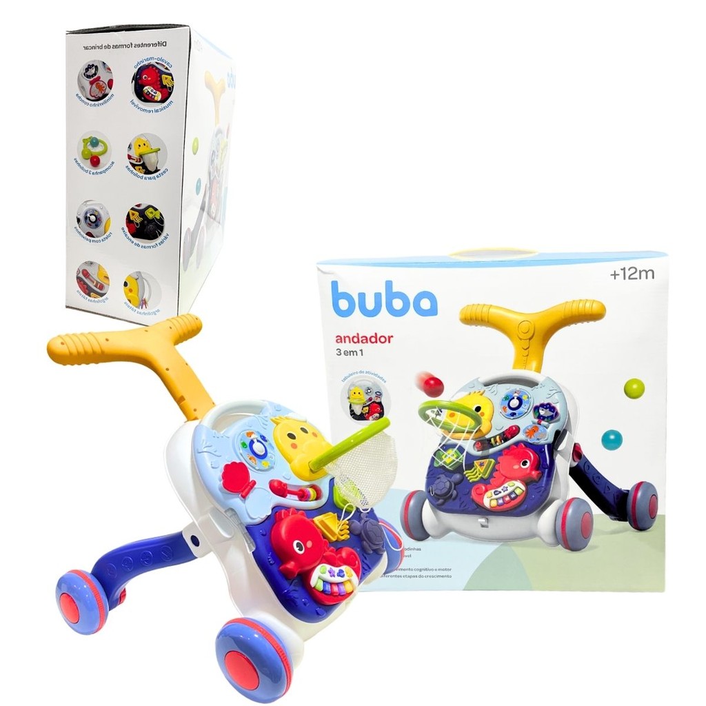 Andador Educativo Bebê 3 Em 1 Mesinha Brinquedo Musical Buba ...