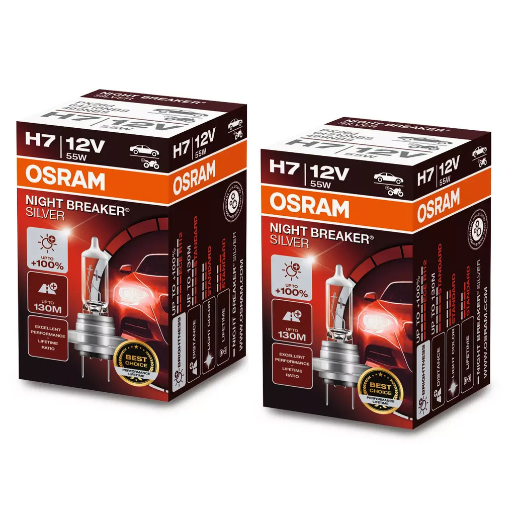 Par Lâmpada Osram Night Breaker Silver H7 +100% 3200K 12V