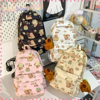 LUCKY-SUSAN1 Mochila Capybara , Escolar Funny Cartoon Kawaii Nylon De Grande Capacidade Para Estudantes