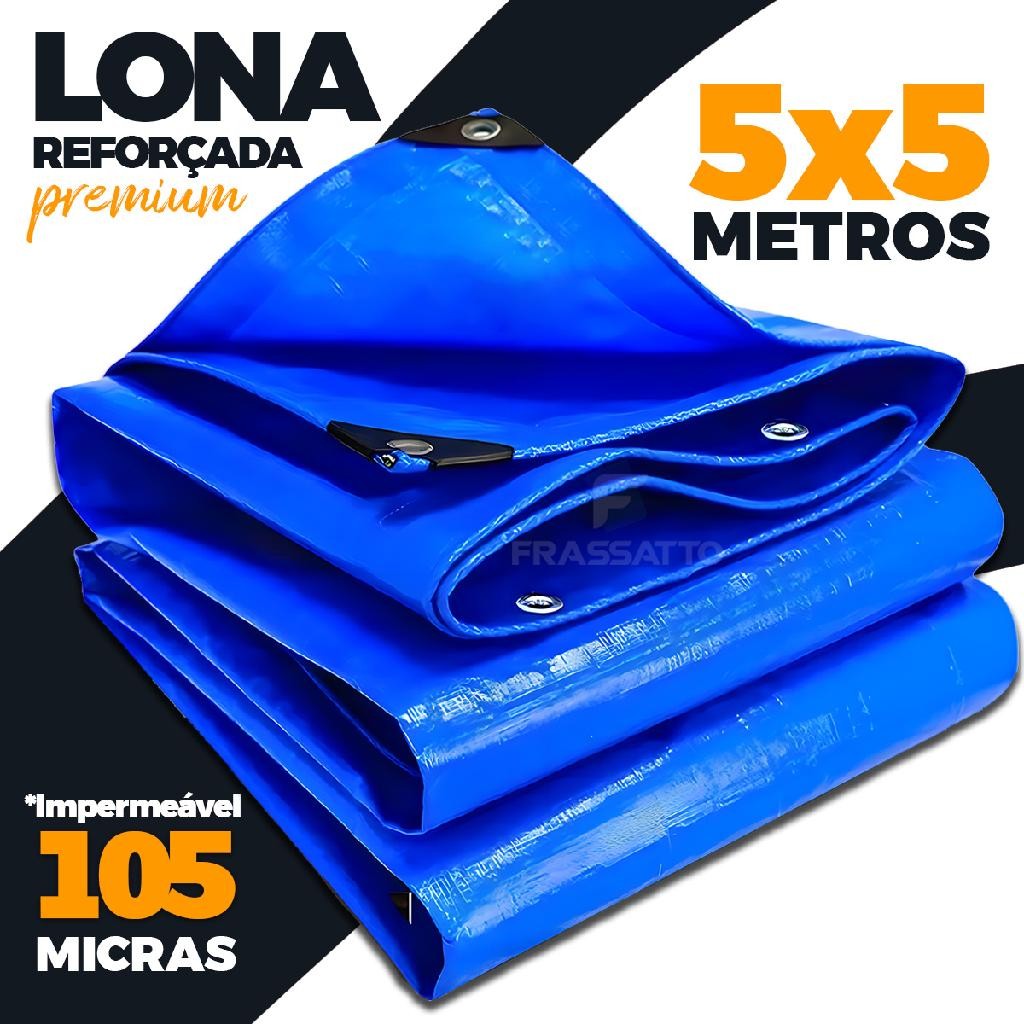 Lona 5x5 Metros Reforçada 105g Para Garagem Toldo Plástica Caçamba Caminhao Cobertura Piscina