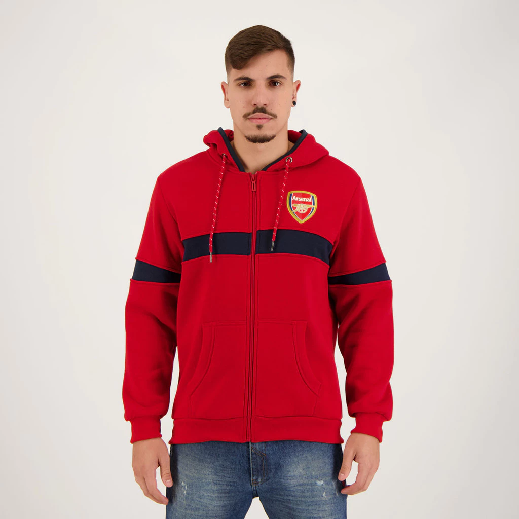 Jaqueta Arsenal Moletom Vermelha e Marinho