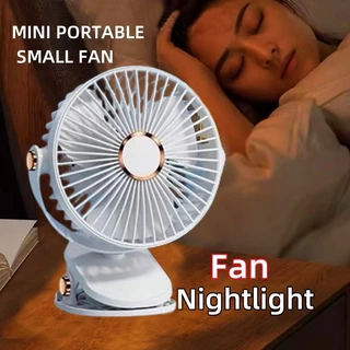 Ventilador De Clipe Recarregável USB Com Luz Elétrico Economia De Energia Refrigerador Silencioso