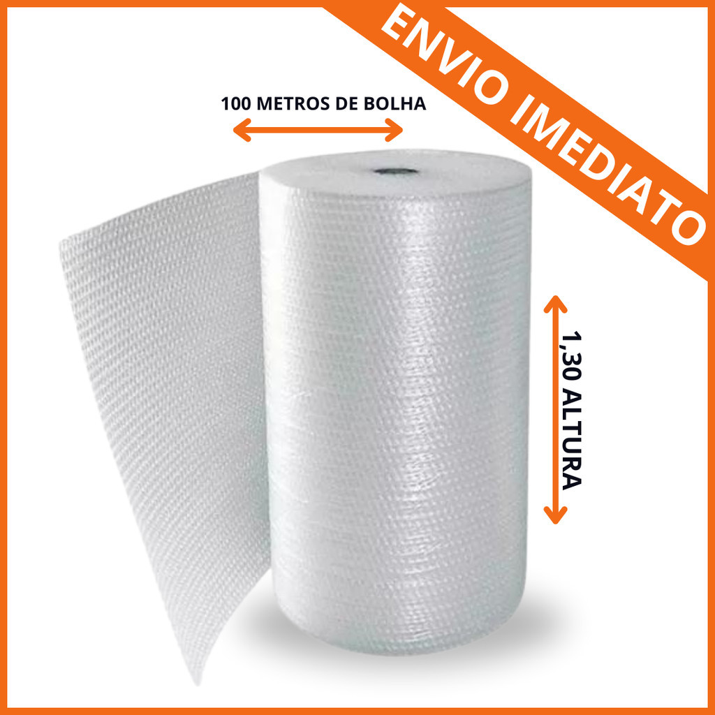 Plástico Bolha 1,30 x 100 Metros Para Mudança Embalagem Ecommerce Rolo ...