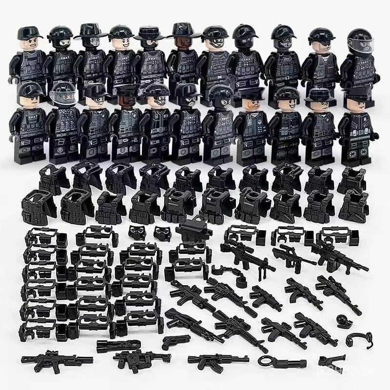 Compatível com LEGO blocos de construção para limpar a polícia especial, pequenas partículas, soldados militares modernos, conjunto completo de brinquedos infantis BEPI