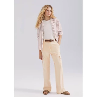 Calça De Sarja Feminina Wide Leg Cargo Estonada Hering