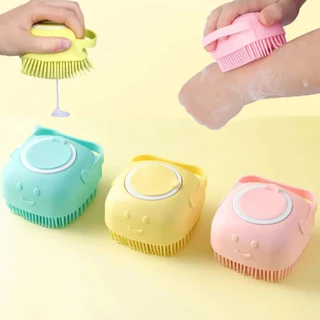 KIT 1/2/3 Peças Escova de Banho com Massagem - Dispenser de Shampoo para Pets e Crianças - WL em Oferta na Shopee