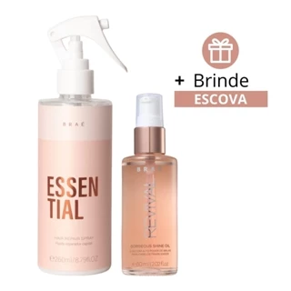 Kit Braé Essential Fluido Reparador 260ml, Revival Gorgeous Shine Oil 60ml + Brinde Escova