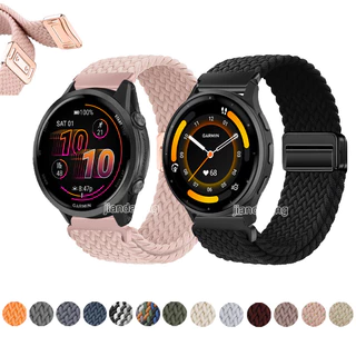 Pulseira De Fivela Magnética Tecida De 18 Mm 20 22 Nylon Para Garmin Forerunner 570 165 55 158 265 265s 255s 255 245 970