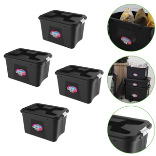 Kit 4 Caixas Organizadoras 56 Litros Com Trava Preta Uninjet em Oferta na Shopee