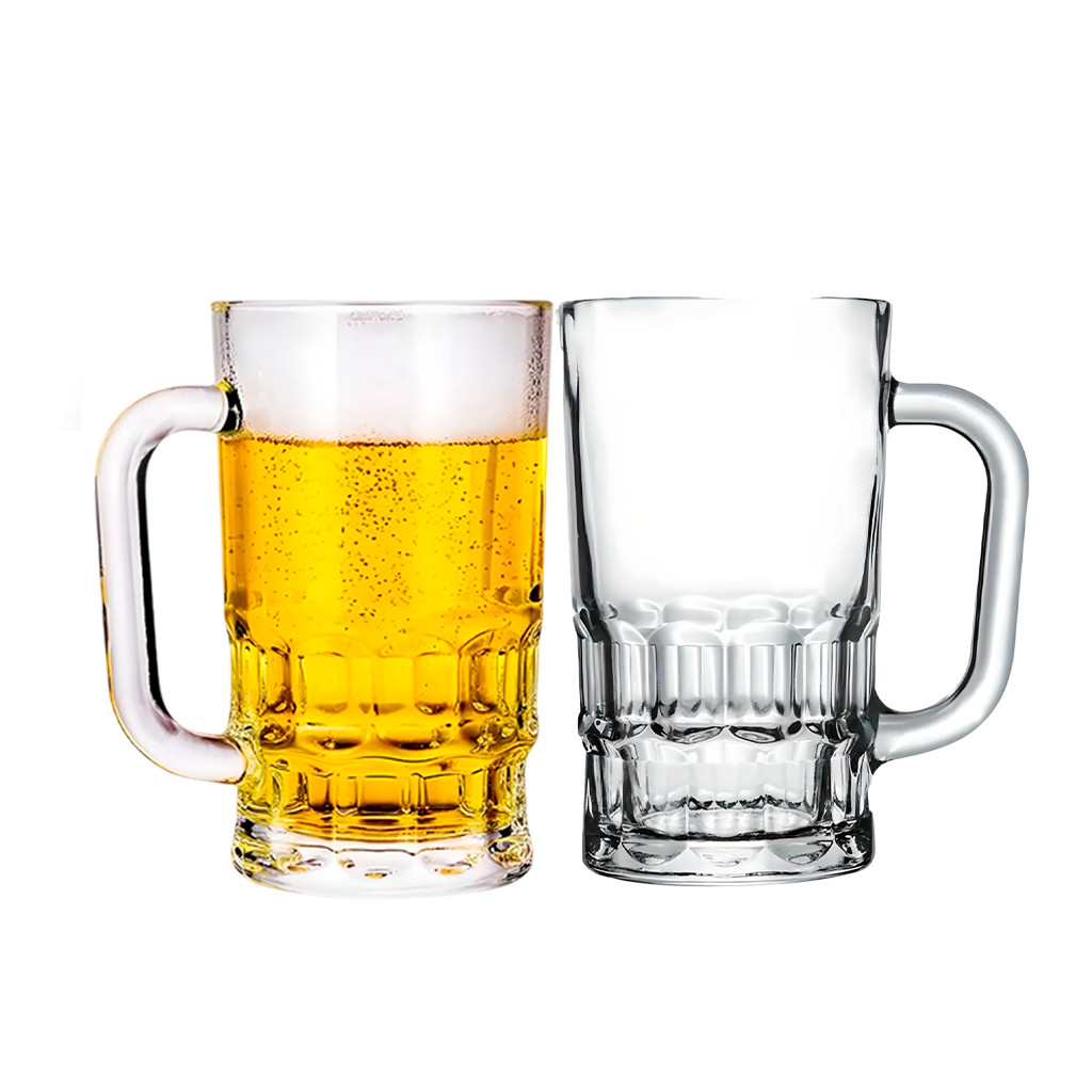 Caneca Copo Cerveja Chopp Vidro Bebida Alça 410ml Festa Churrasco Dia dos Pais Presente Criativo