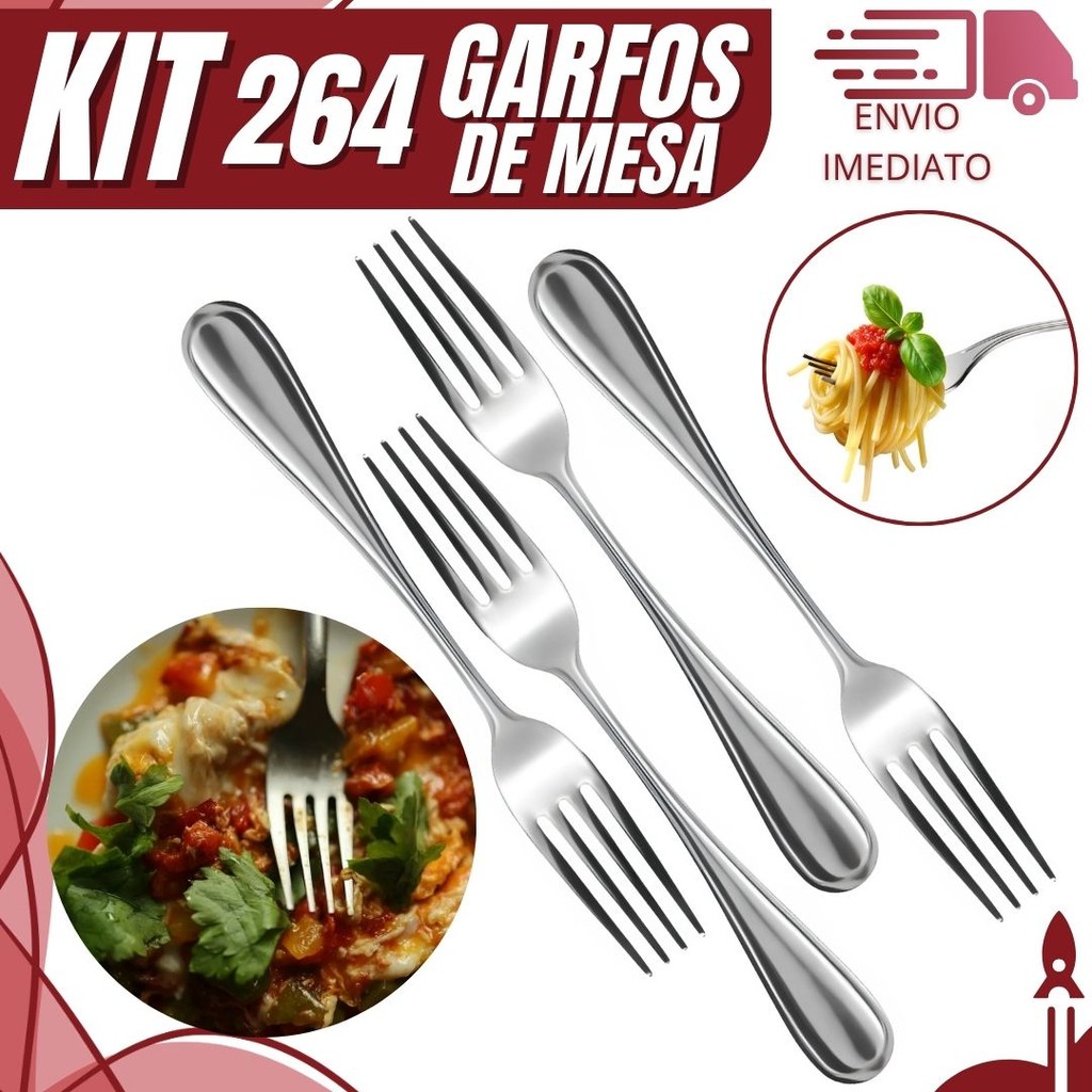 Combo 264 Garfo de Mesa em Aço Inox Premium para Refeições para ...
