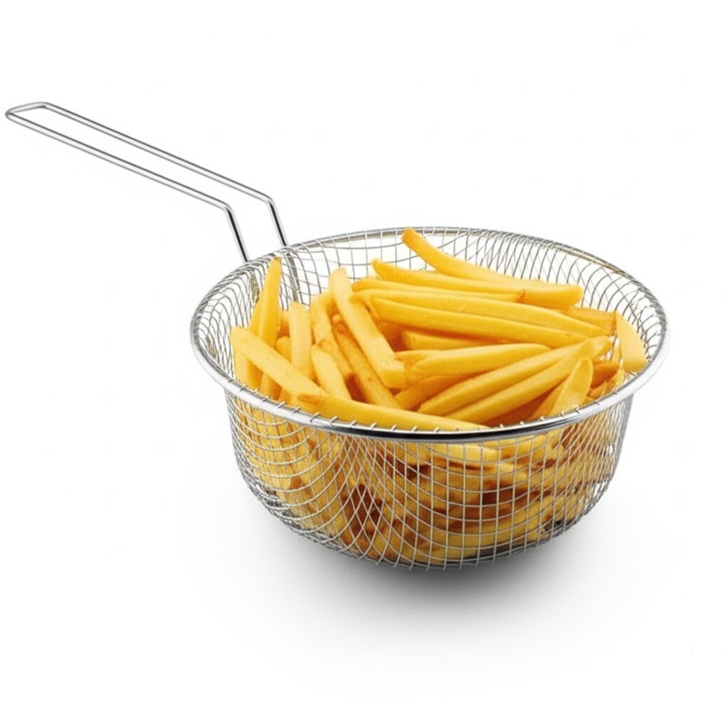 Cesto Fritura Peneira 23cm Aço Frigideira Doméstica Frituram