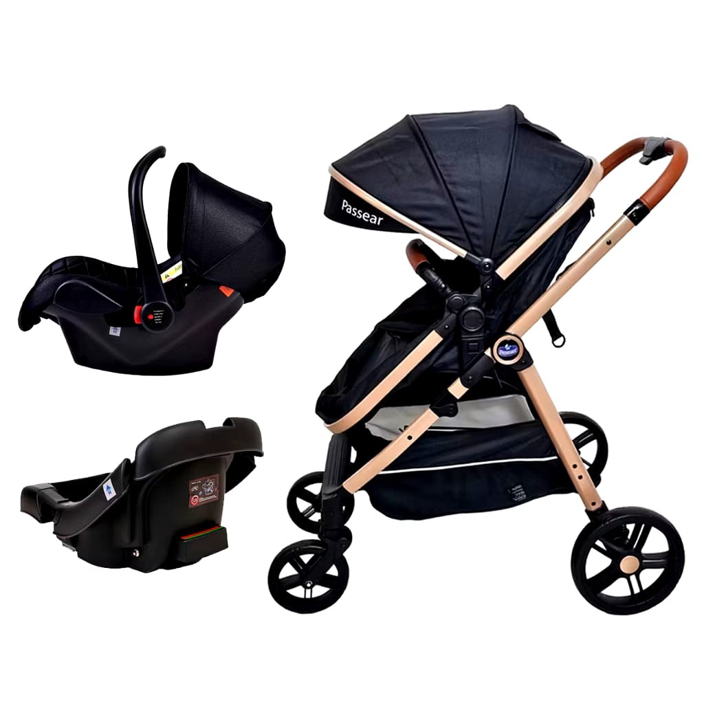 Kit Carrinho de Bebê Reversível 3 em 1 + Bebê Conforto + Base Veicular ...