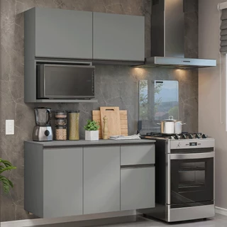 Armário de Cozinha Compacta 120 cm Suspensa Cinza Nice Madesa 06 em Oferta na Shopee