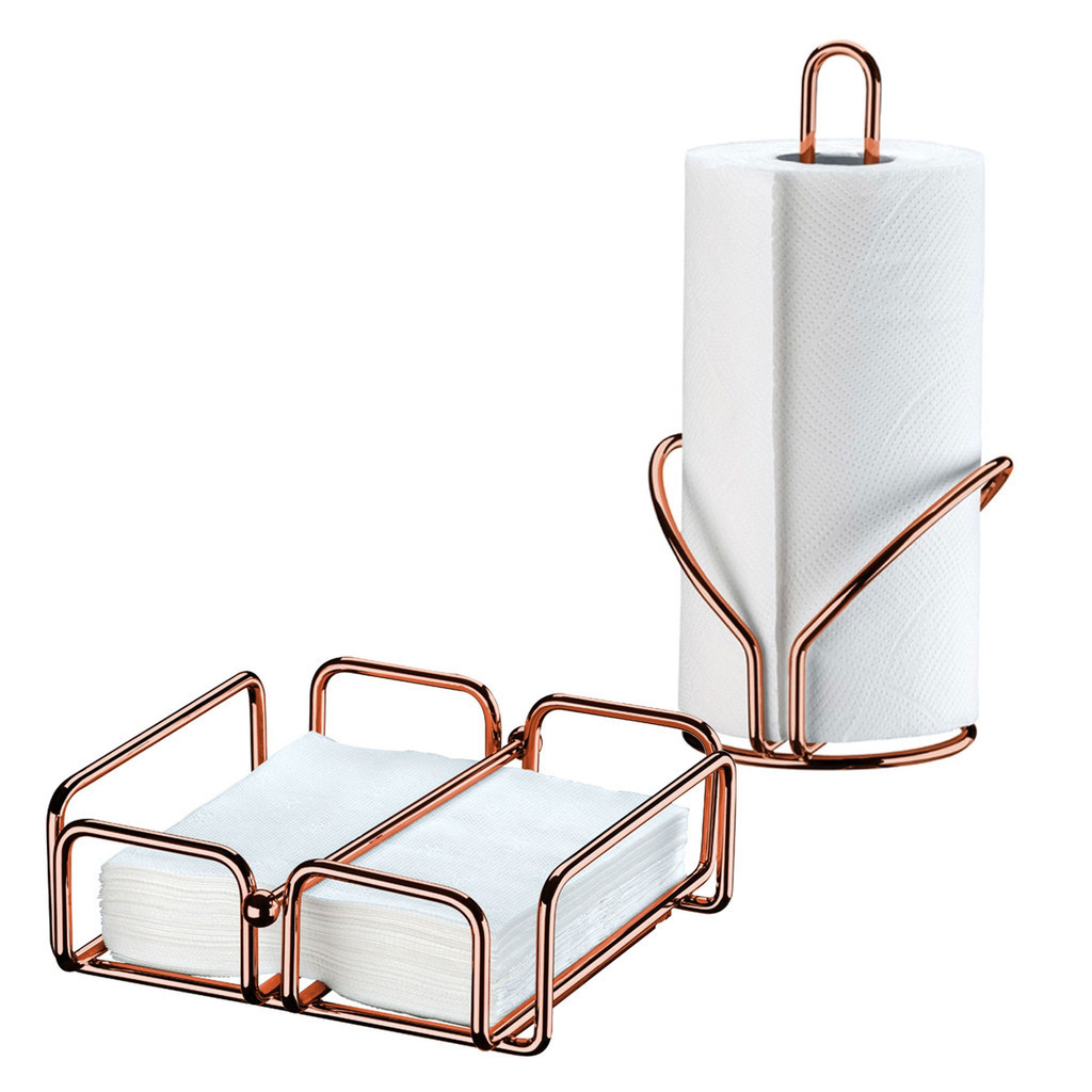 Kit Porta Rolo De Papel Toalha + Porta Guardanapo Rose Gold | Shopee Brasil